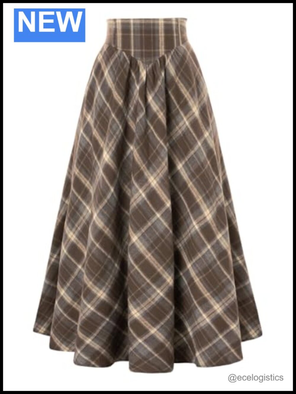 Women's Plaid Maxi Skirt Renaissance Fall Winter A-Line High Waist Victorian